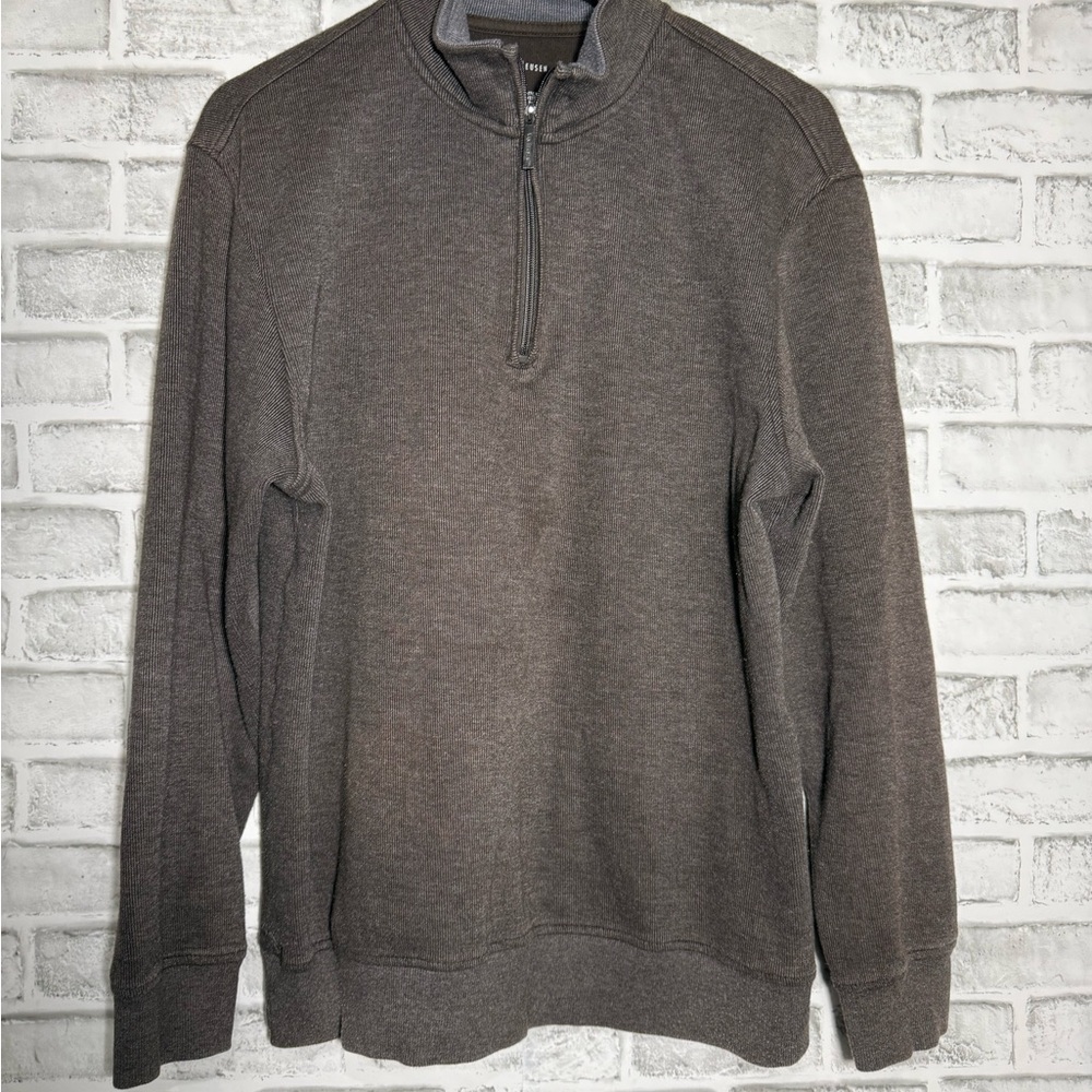 Van Heusen Men’s Quarter Zip Pullover Sweater Size L Brown Casual